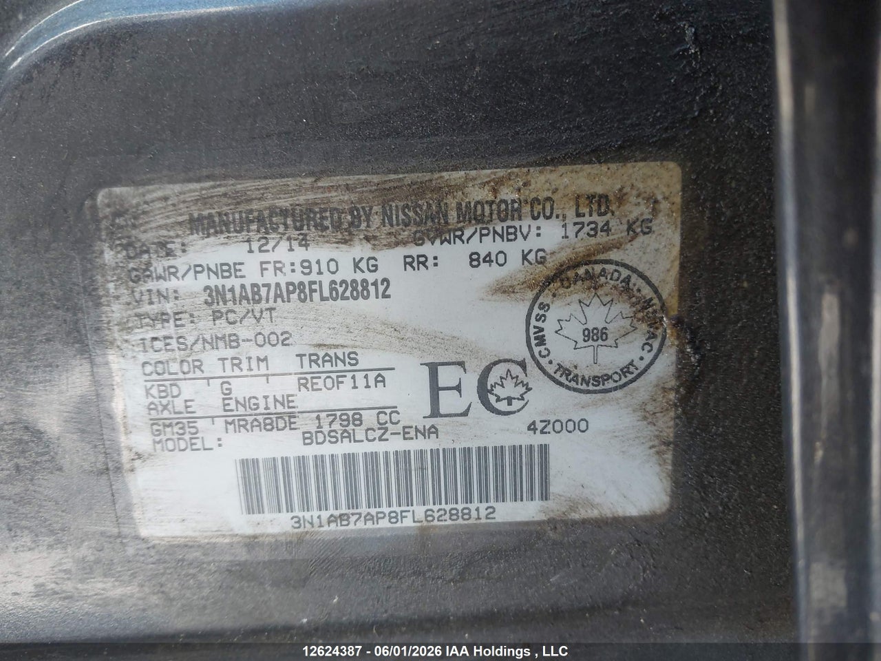 2015 NISSAN SENTRA S/SV/SR/SL thumbnail 10