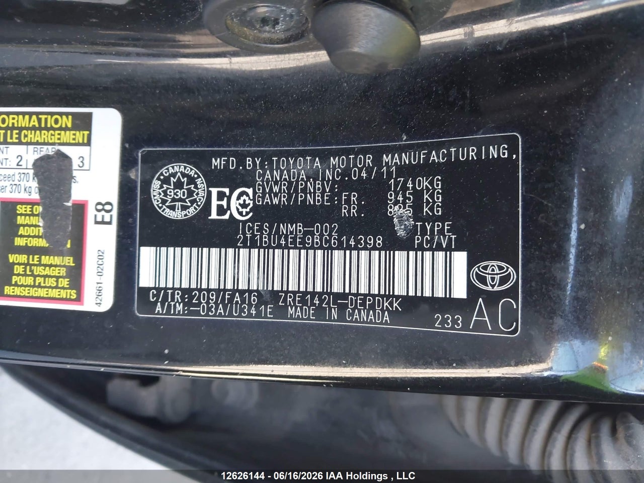 2011 TOYOTA COROLLA CE thumbnail 10
