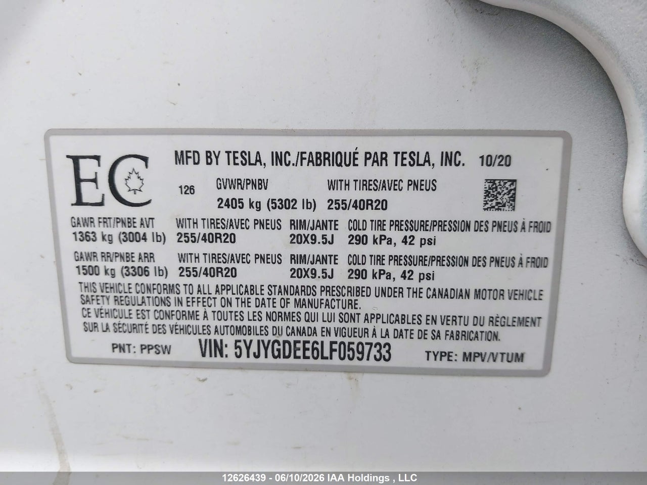 2020 TESLA MODEL Y LONG RANGE thumbnail 10