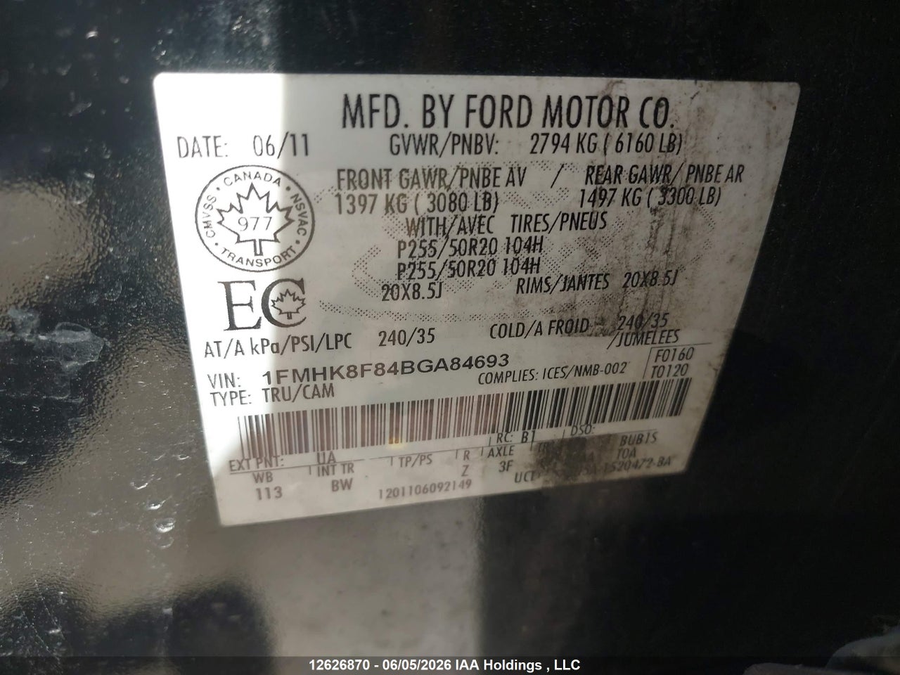 2011 FORD EXPLORER LIMITED thumbnail 10