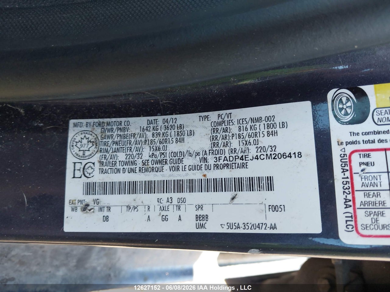 2012 FORD FIESTA SE thumbnail 10