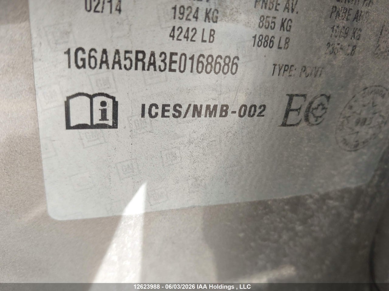 1G6AA5RA3E0****** · 2014 CADILLAC ATS · 9/12