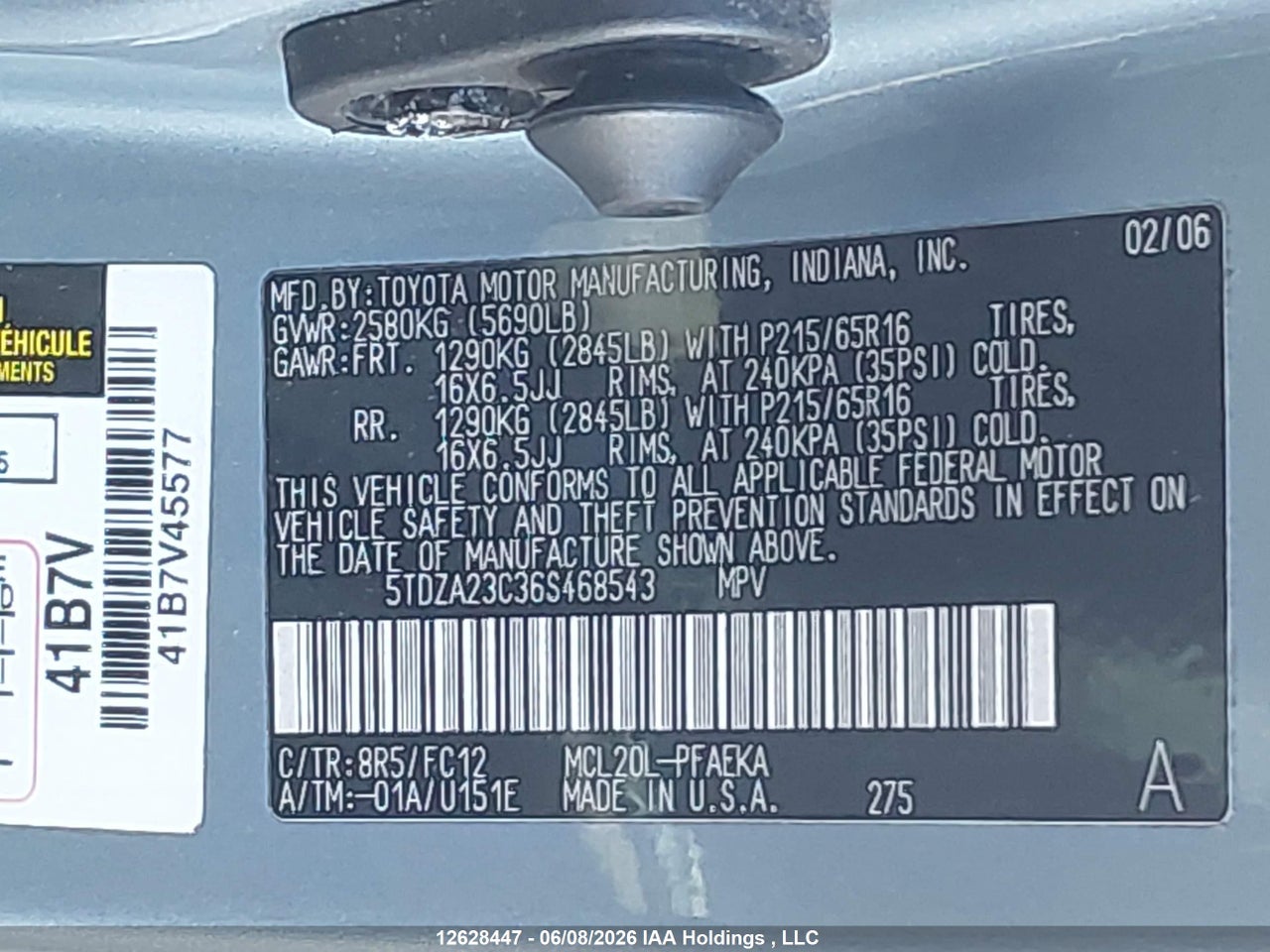 2006 TOYOTA SIENNA CE/LE thumbnail 10