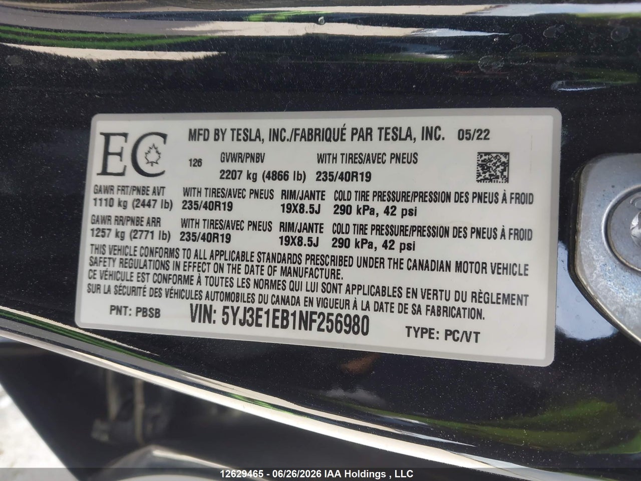 2022 TESLA MODEL 3 LONG RANGE thumbnail 10