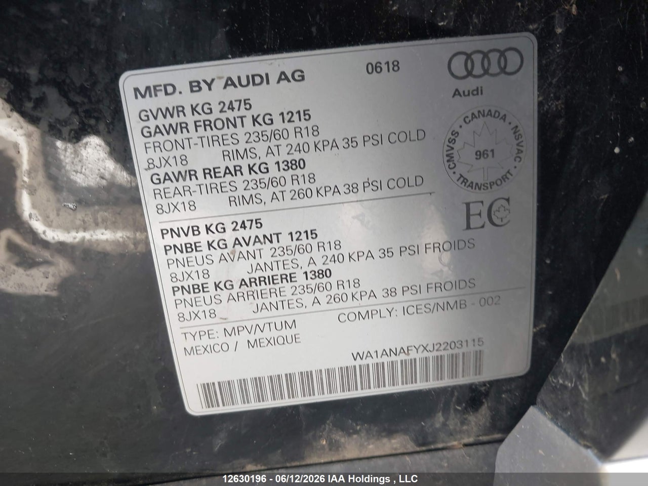 2018 AUDI Q5 2.0T KOMFORT thumbnail 10