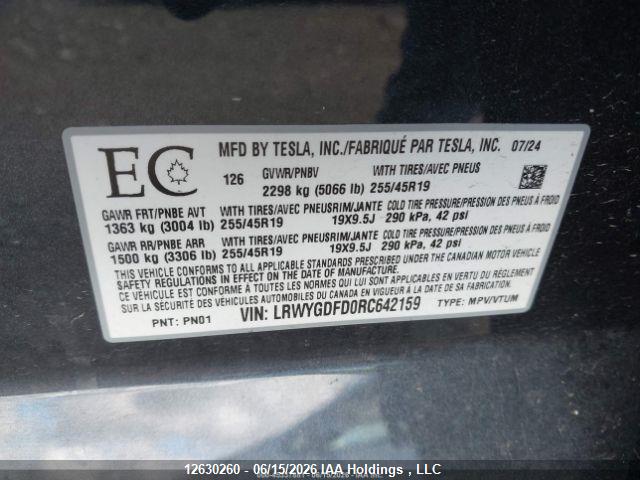 2024 TESLA MODEL Y LONG RANGE/RWD thumbnail 11