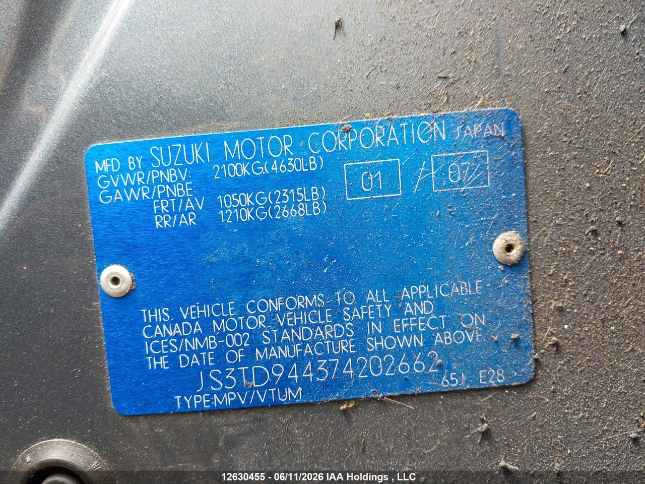 2007 SUZUKI GRAND VITARA JX thumbnail 10