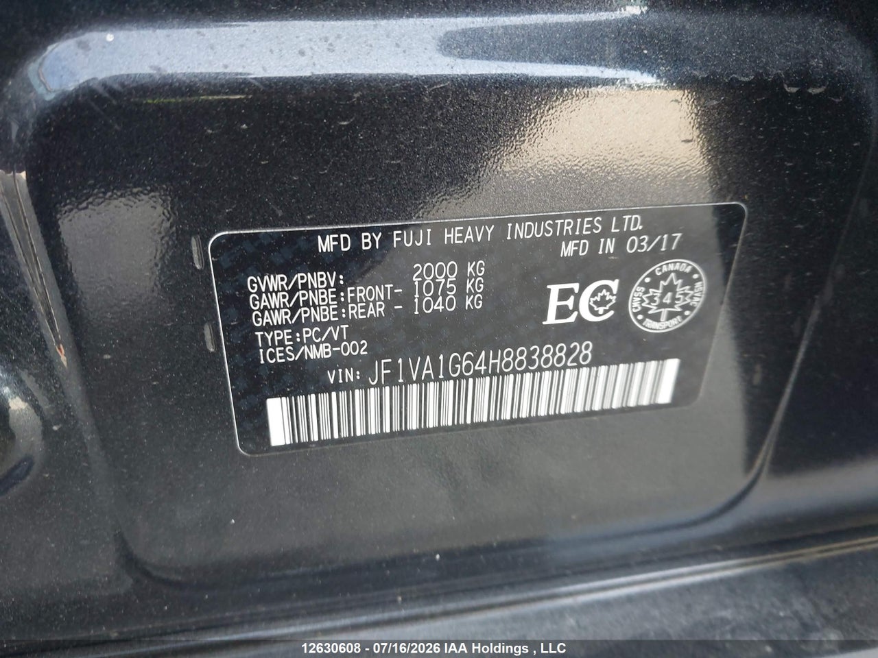 2017 SUBARU WRX LIMITED thumbnail 10