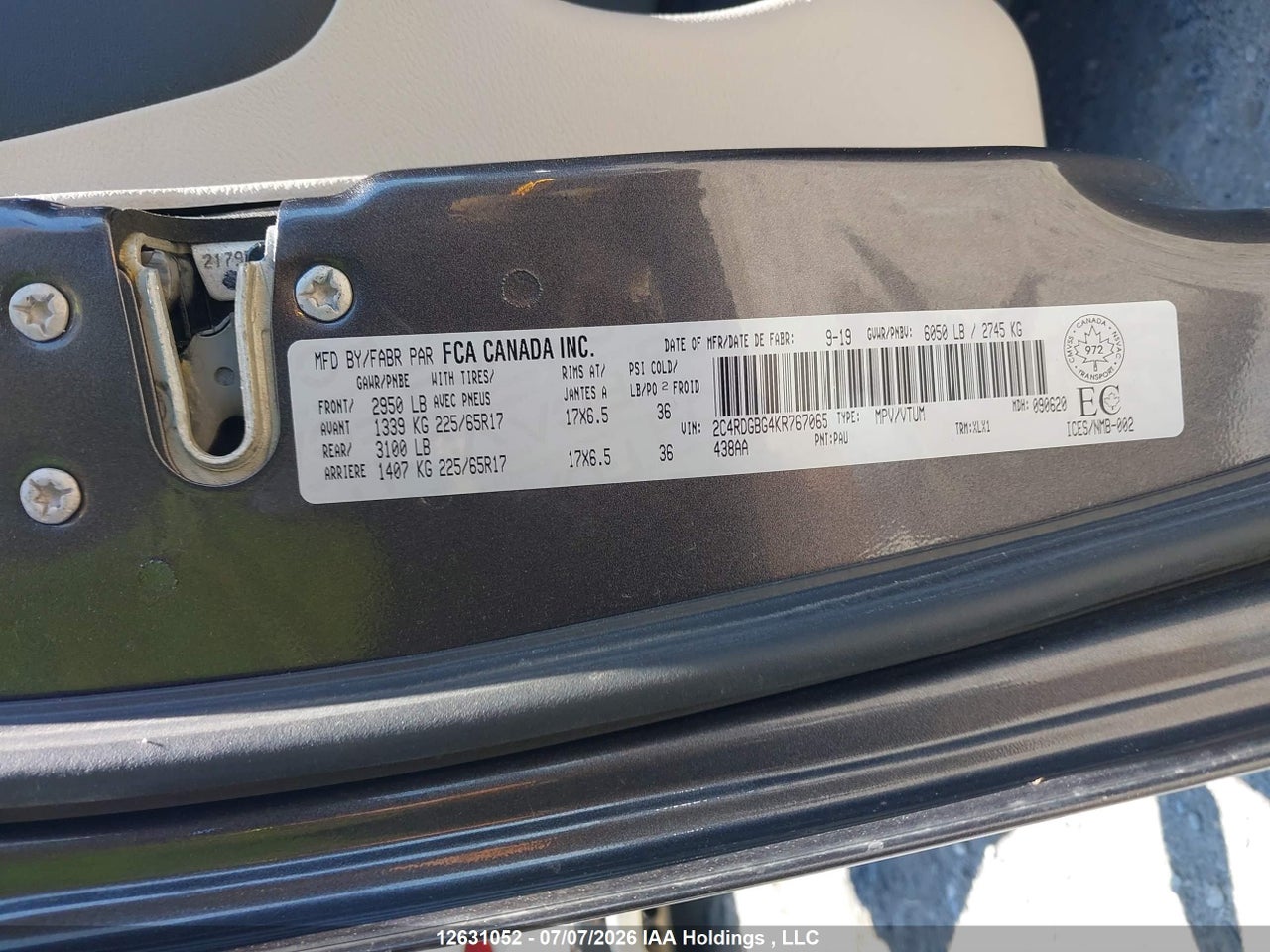 2019 DODGE GRAND CARAVAN SE thumbnail 10