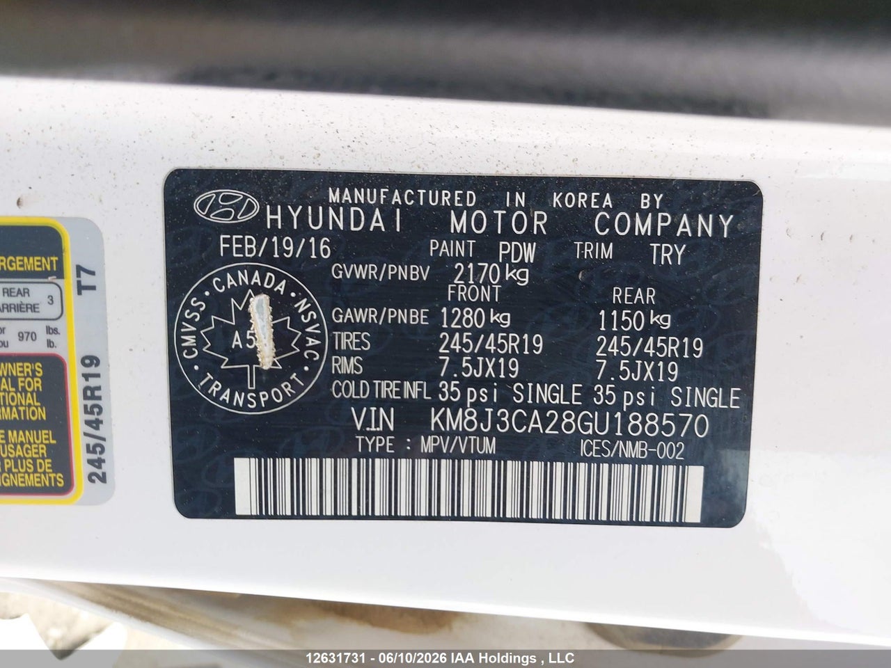 2016 HYUNDAI TUCSON LIMITED thumbnail 10