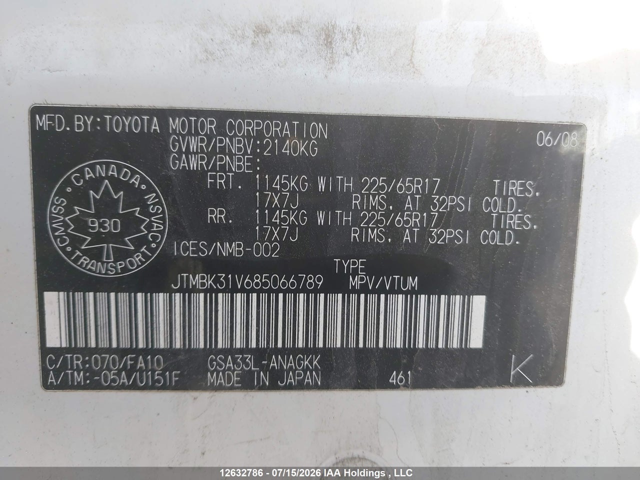 2008 TOYOTA RAV4 LIMITED V6 thumbnail 10