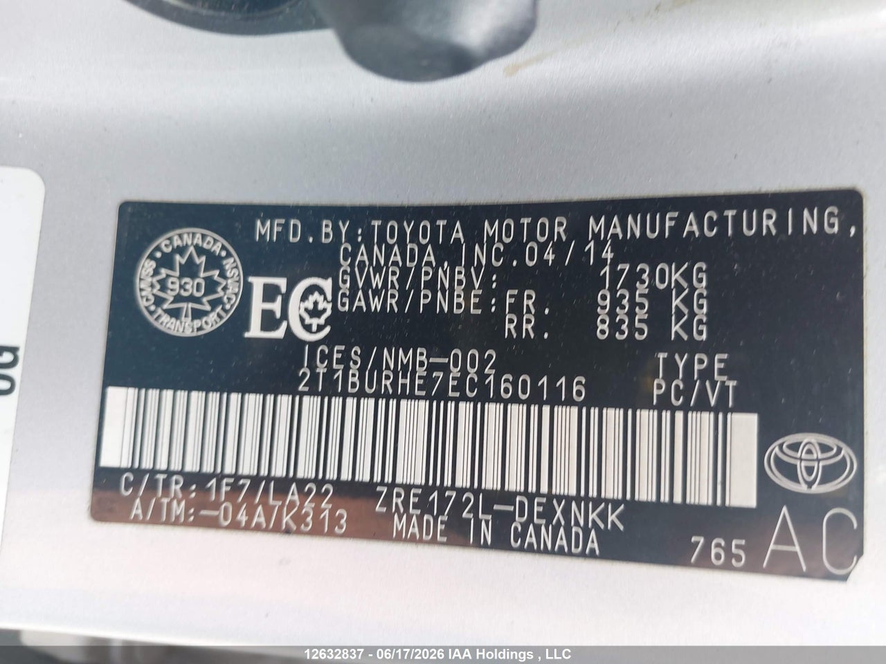 2014 TOYOTA COROLLA L/LE/LE PLS/PRM/S/S PLS thumbnail 10