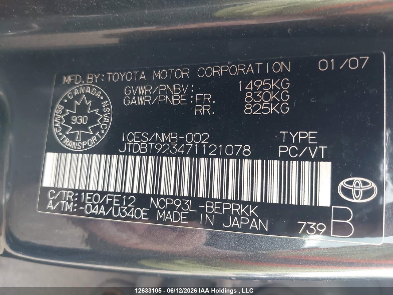 2007 TOYOTA YARIS thumbnail 10