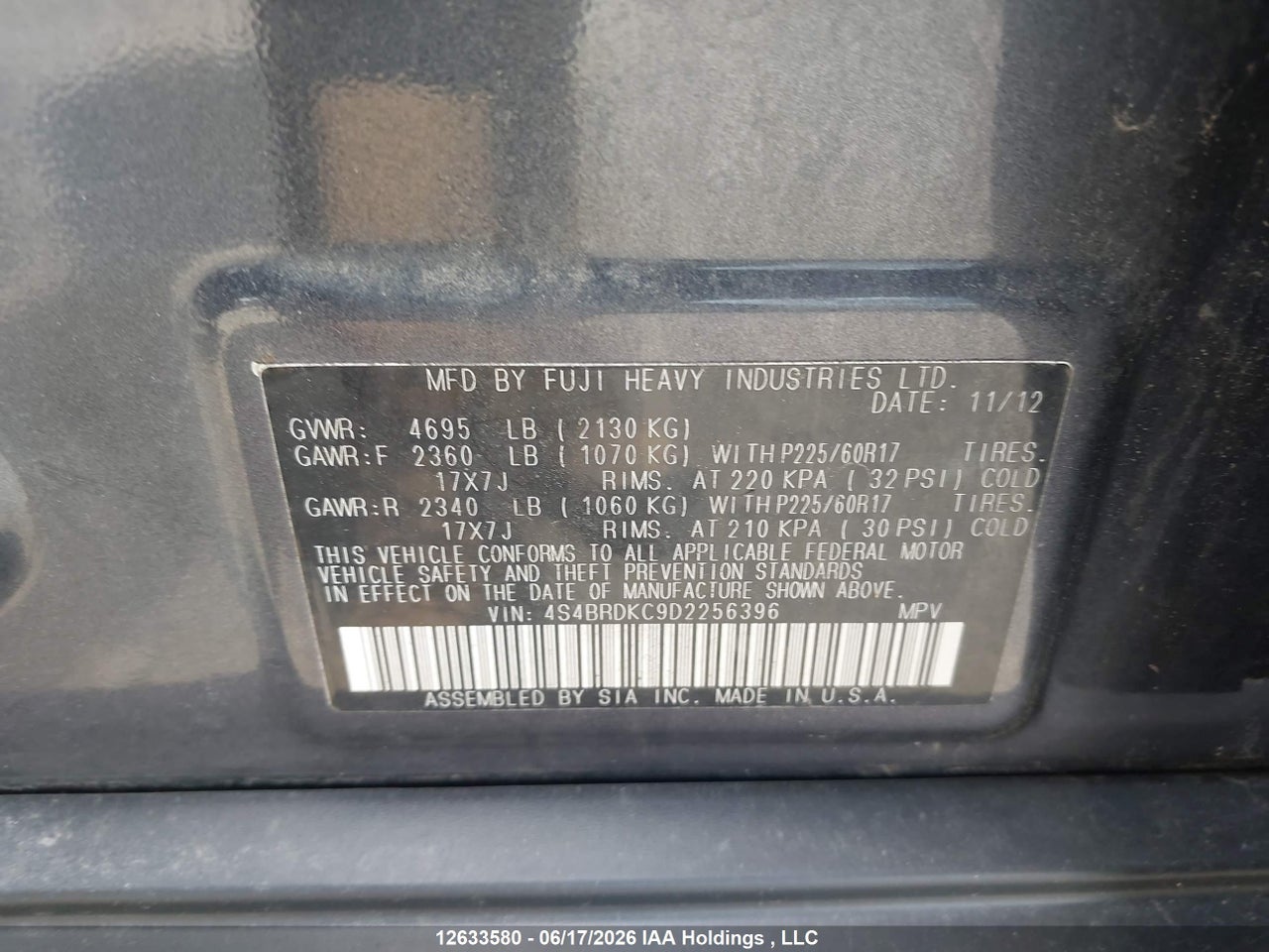 2013 SUBARU OUTBACK 3.6R LIMITED thumbnail 10