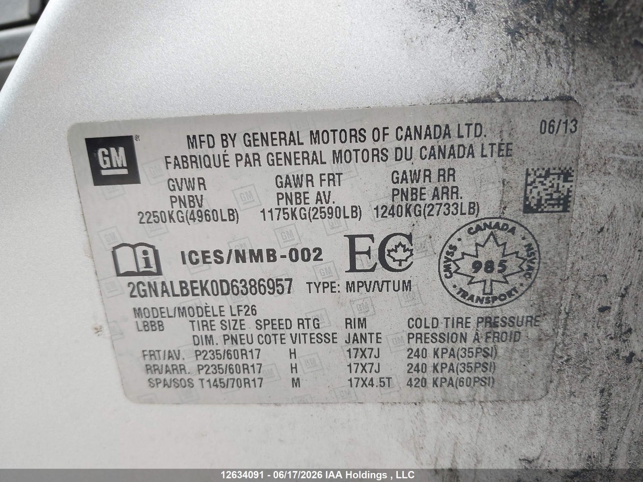 2013 CHEVROLET EQUINOX LS thumbnail 10