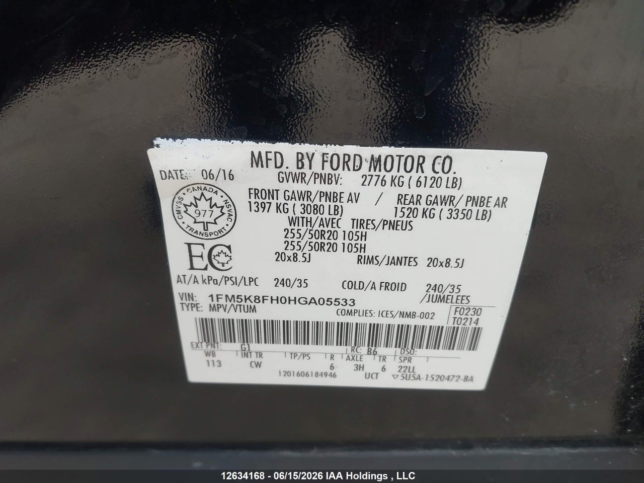 2017 FORD EXPLORER LIMITED thumbnail 10