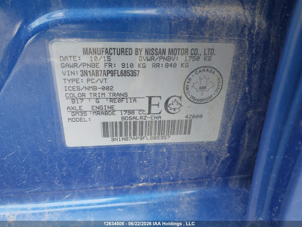 2015 NISSAN SENTRA 1.8 S/1.8 SL/1.8 SR/1.8 SV thumbnail 10