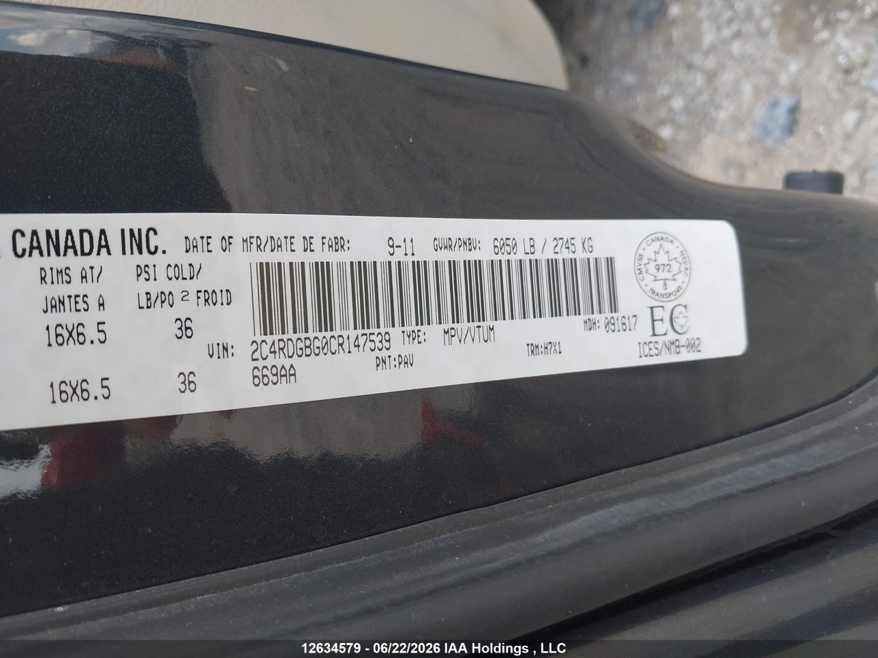 2012 DODGE GRAND CARAVAN SE thumbnail 10