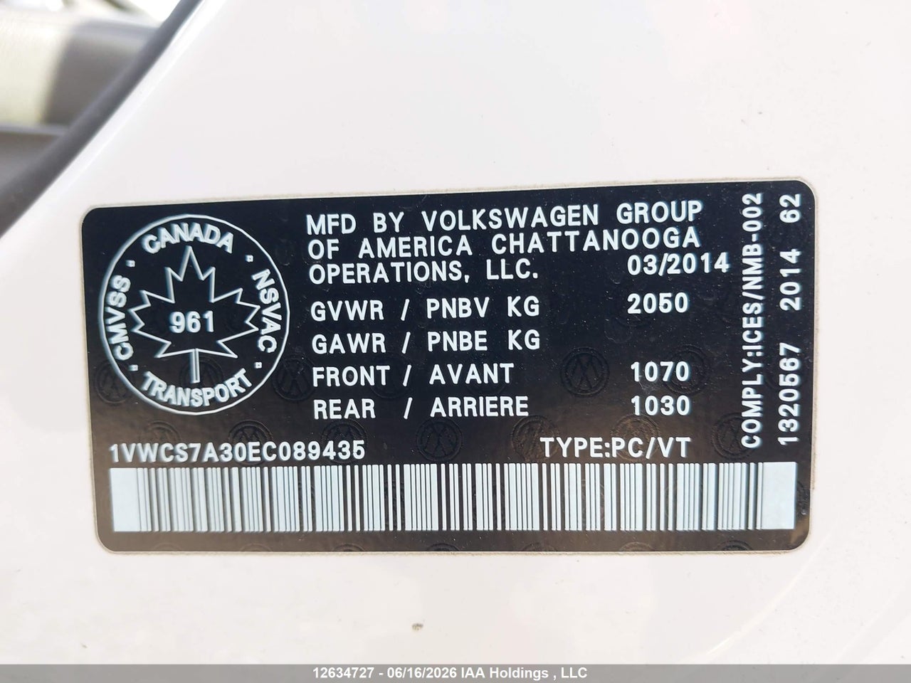 2014 VOLKSWAGEN PASSAT SEL thumbnail 10