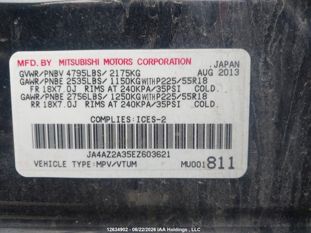 2014 MITSUBISHI OUTLANDER ES thumbnail 10