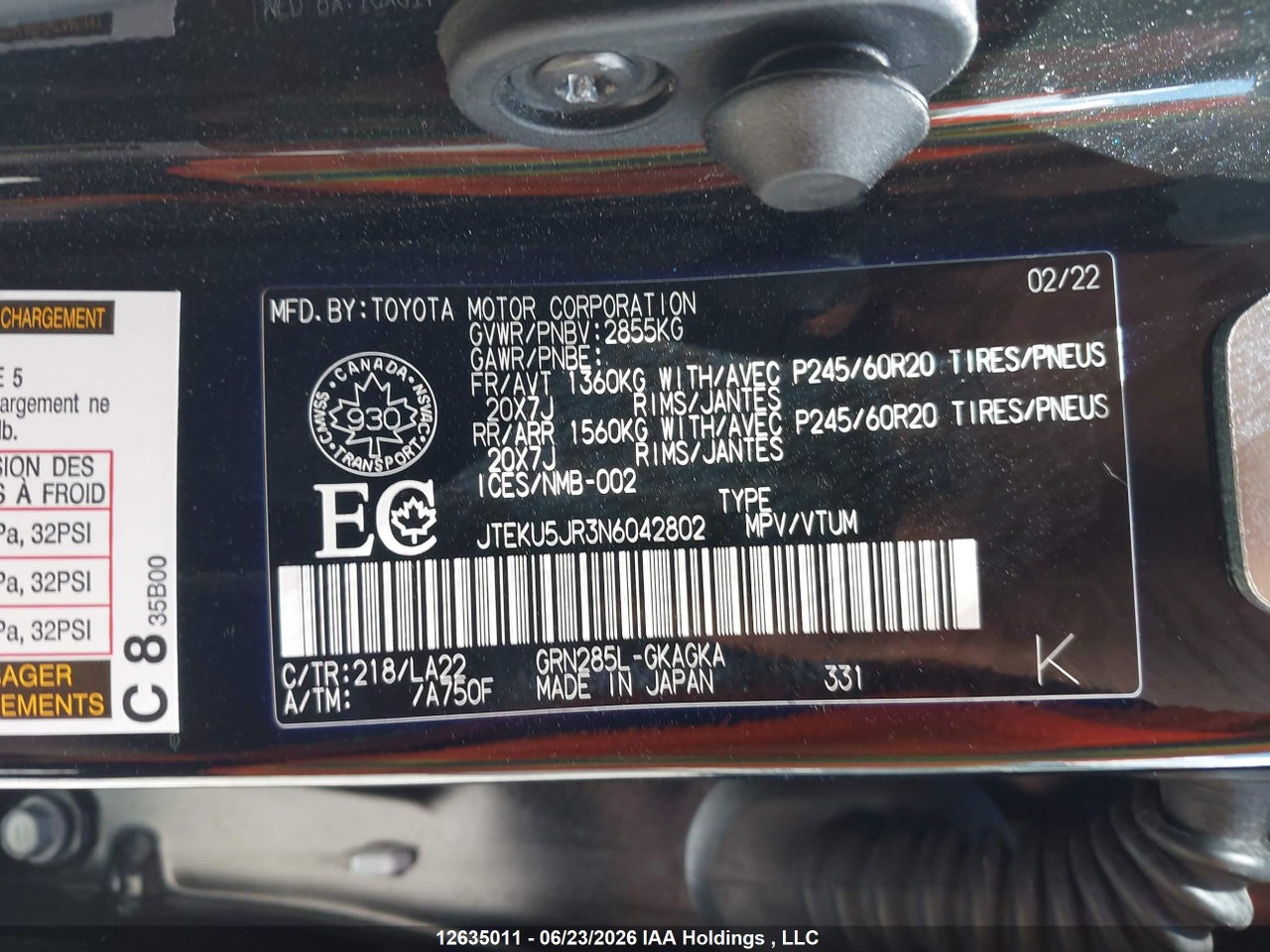 2022 TOYOTA 4RUNNER LIMITED thumbnail 10