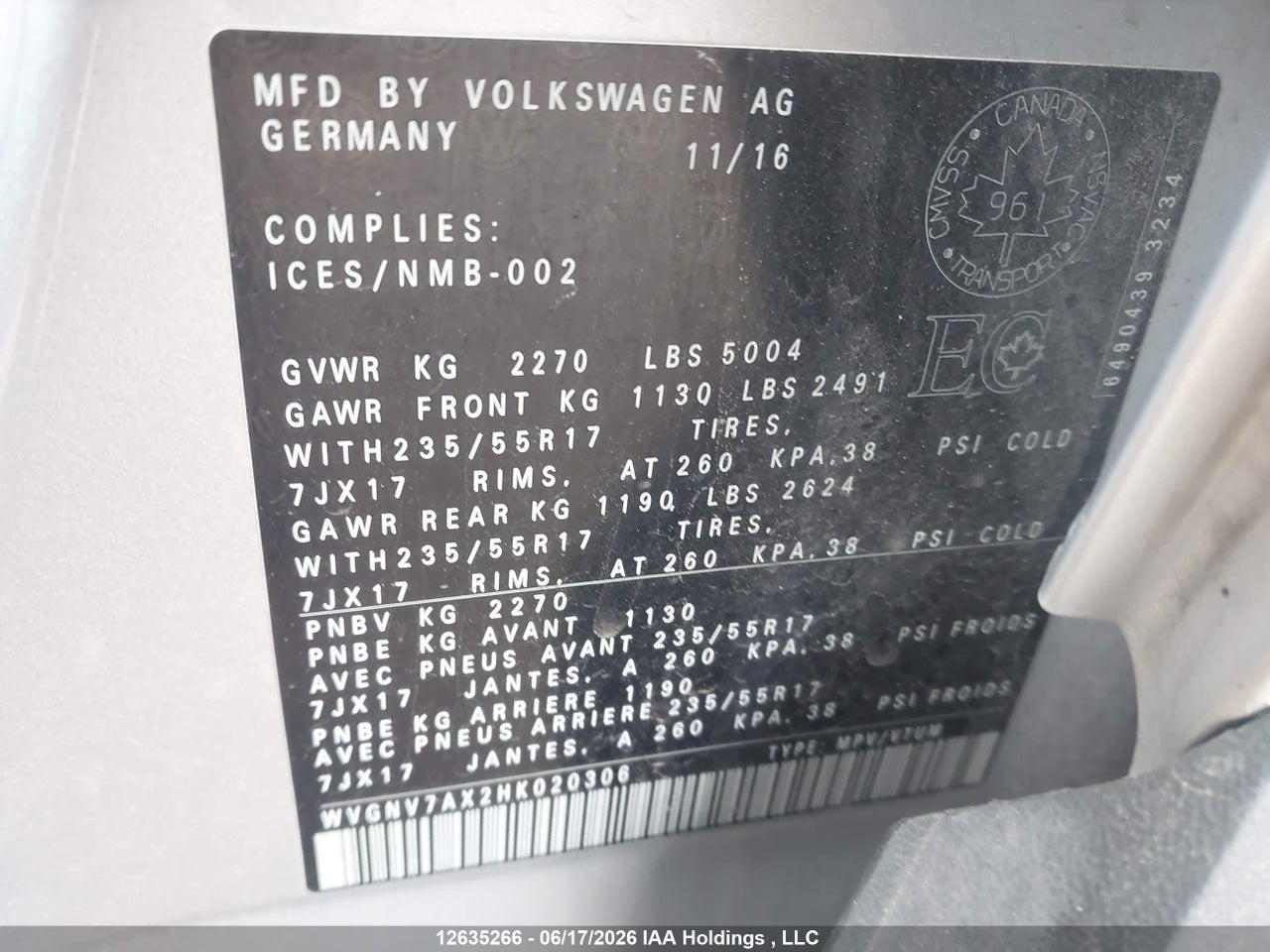 2017 VOLKSWAGEN TIGUAN WOLFSBURG thumbnail 10