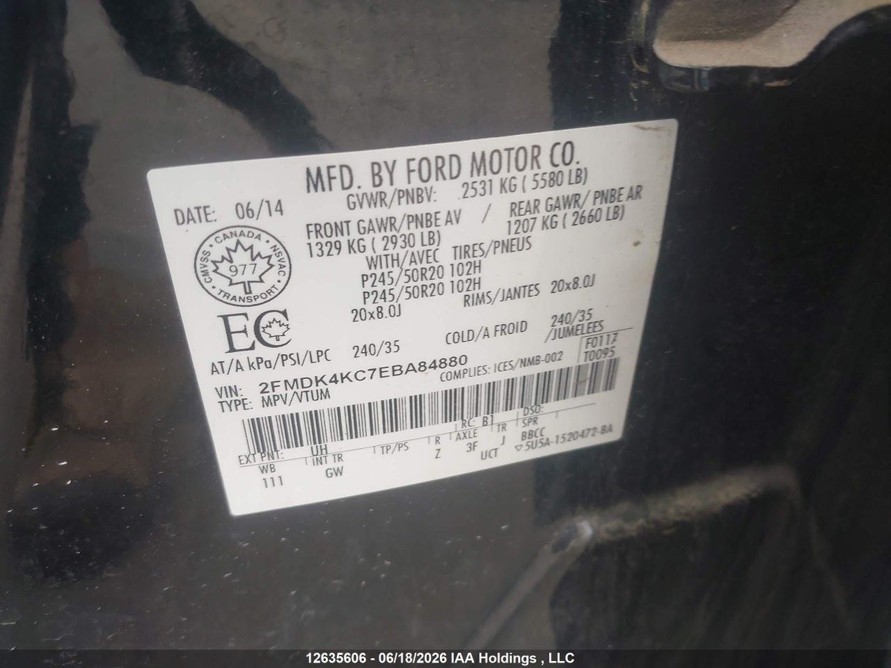 2014 FORD EDGE LIMITED thumbnail 10