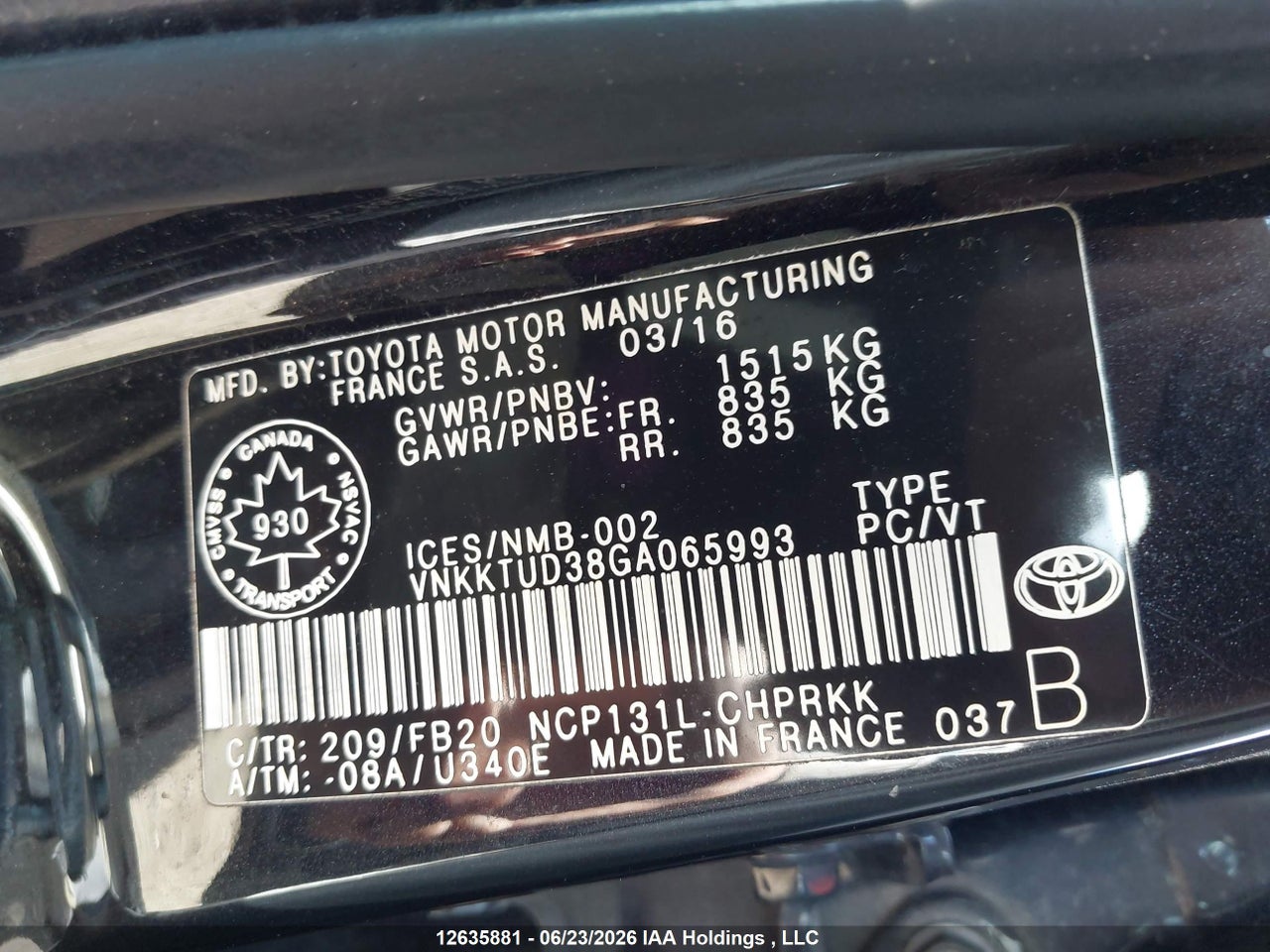 2016 TOYOTA YARIS L/LE/SE thumbnail 10