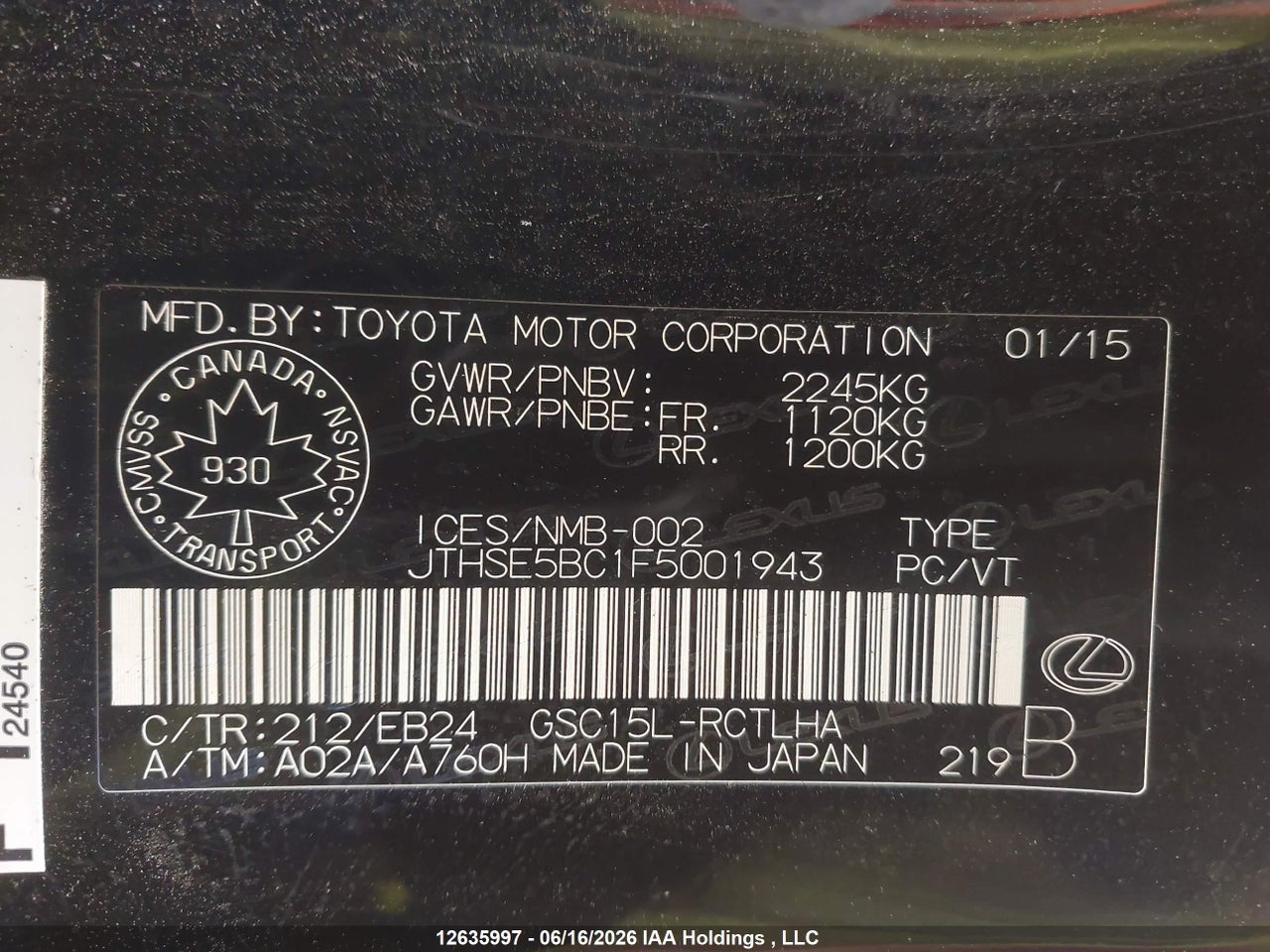 2015 LEXUS RC 350 thumbnail 10