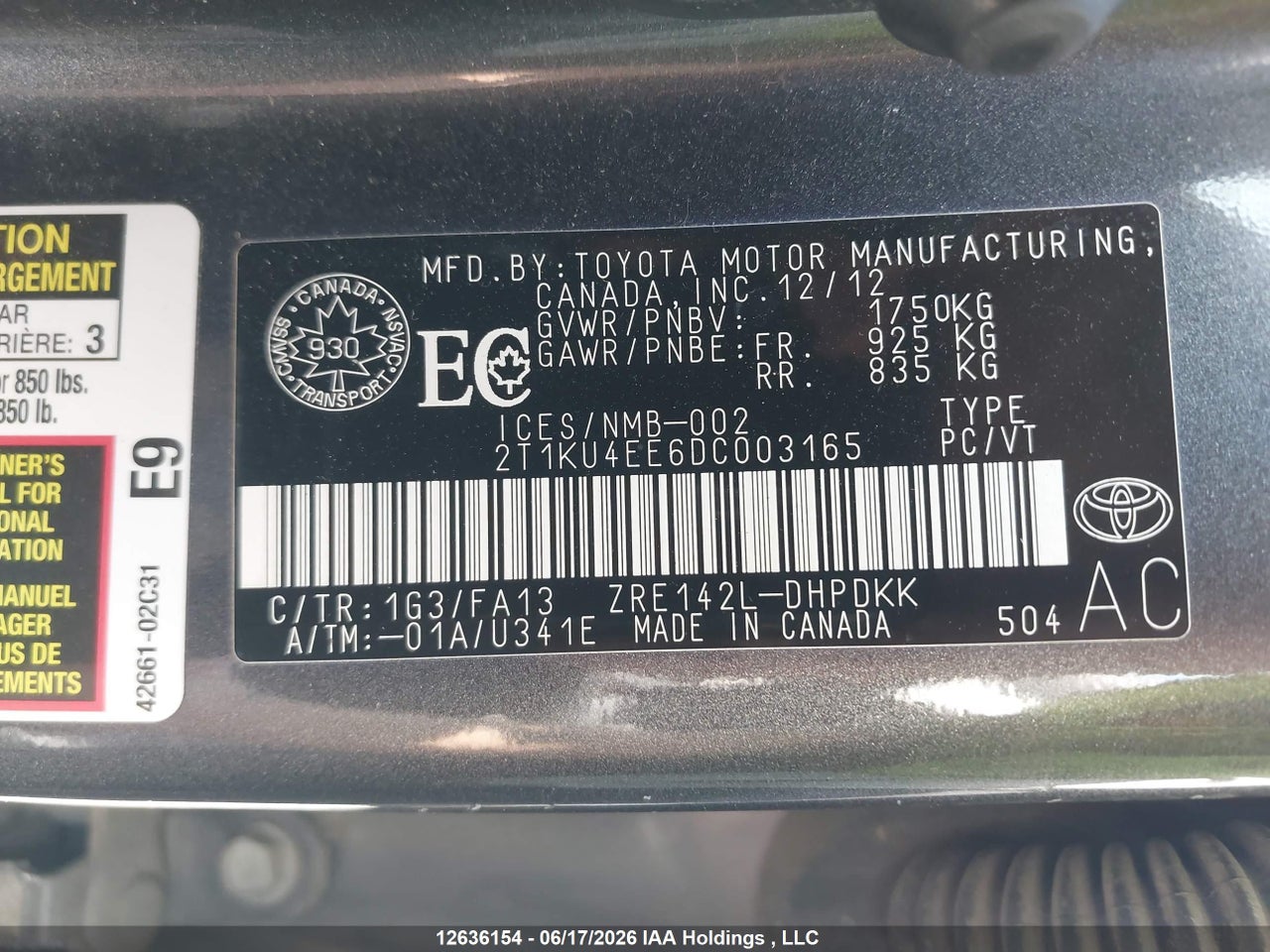 2013 TOYOTA MATRIX WAGON thumbnail 10