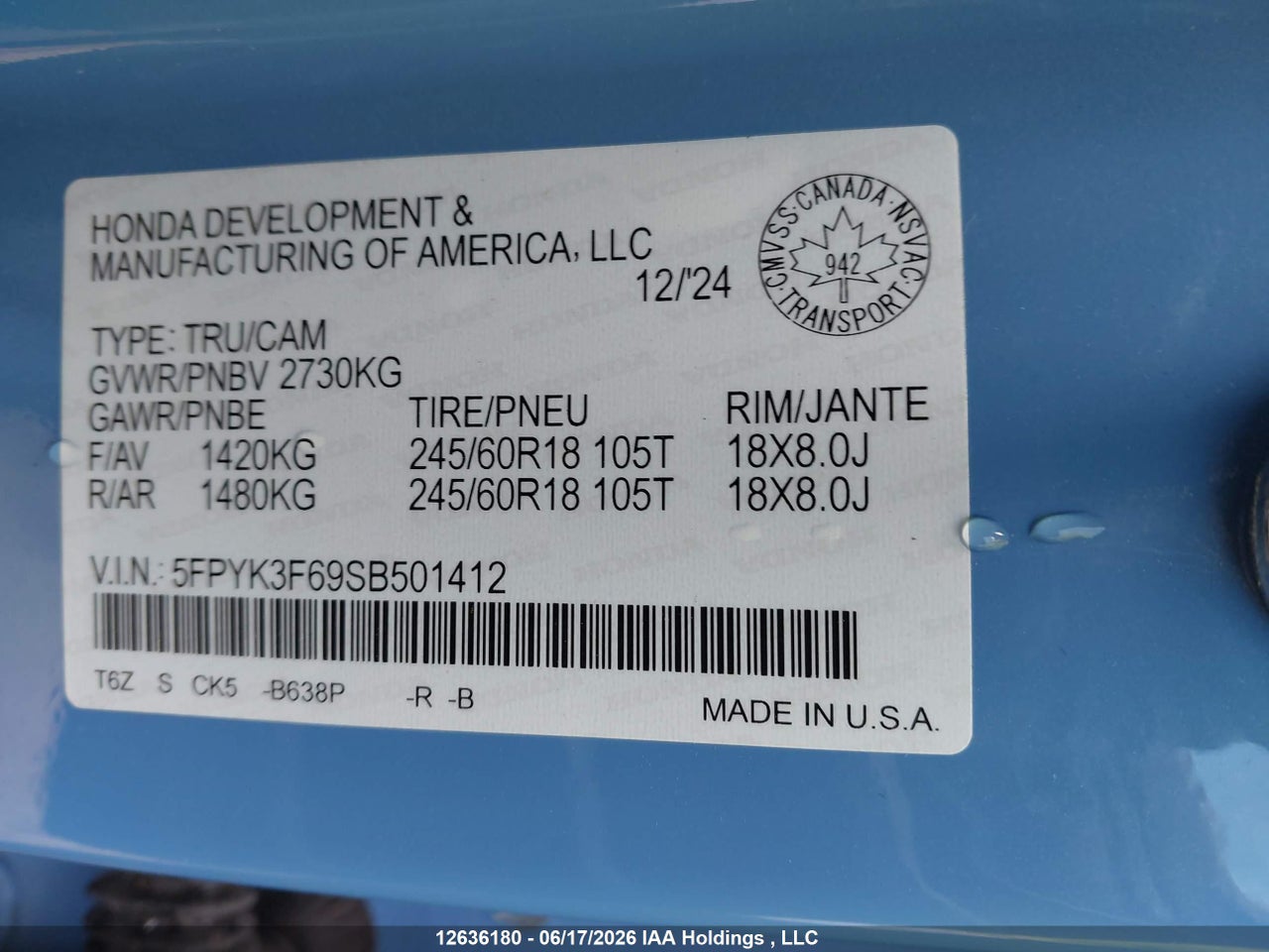 2025 HONDA RIDGELINE TRAILSPORT thumbnail 10