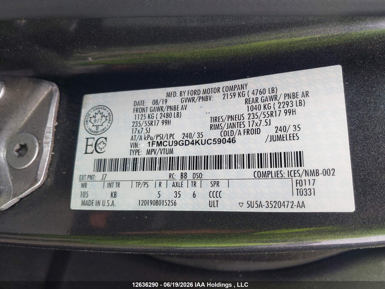 2019 FORD ESCAPE SE thumbnail 10