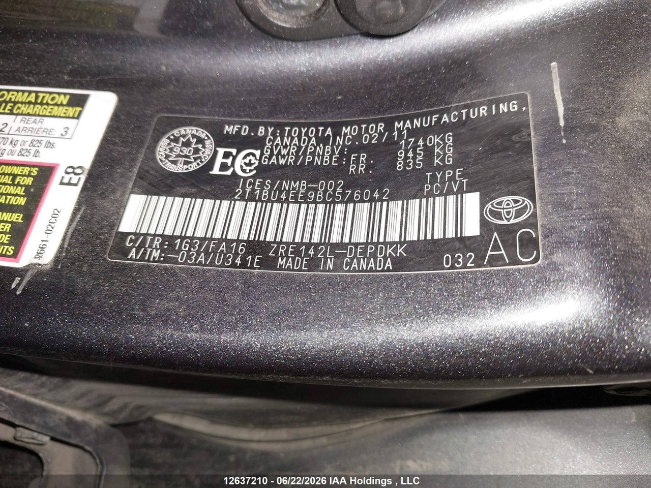 2011 TOYOTA COROLLA thumbnail 10