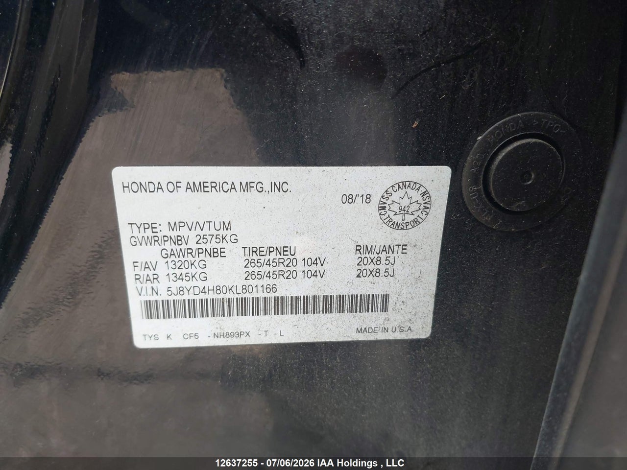 2019 ACURA MDX ADVANCE thumbnail 10
