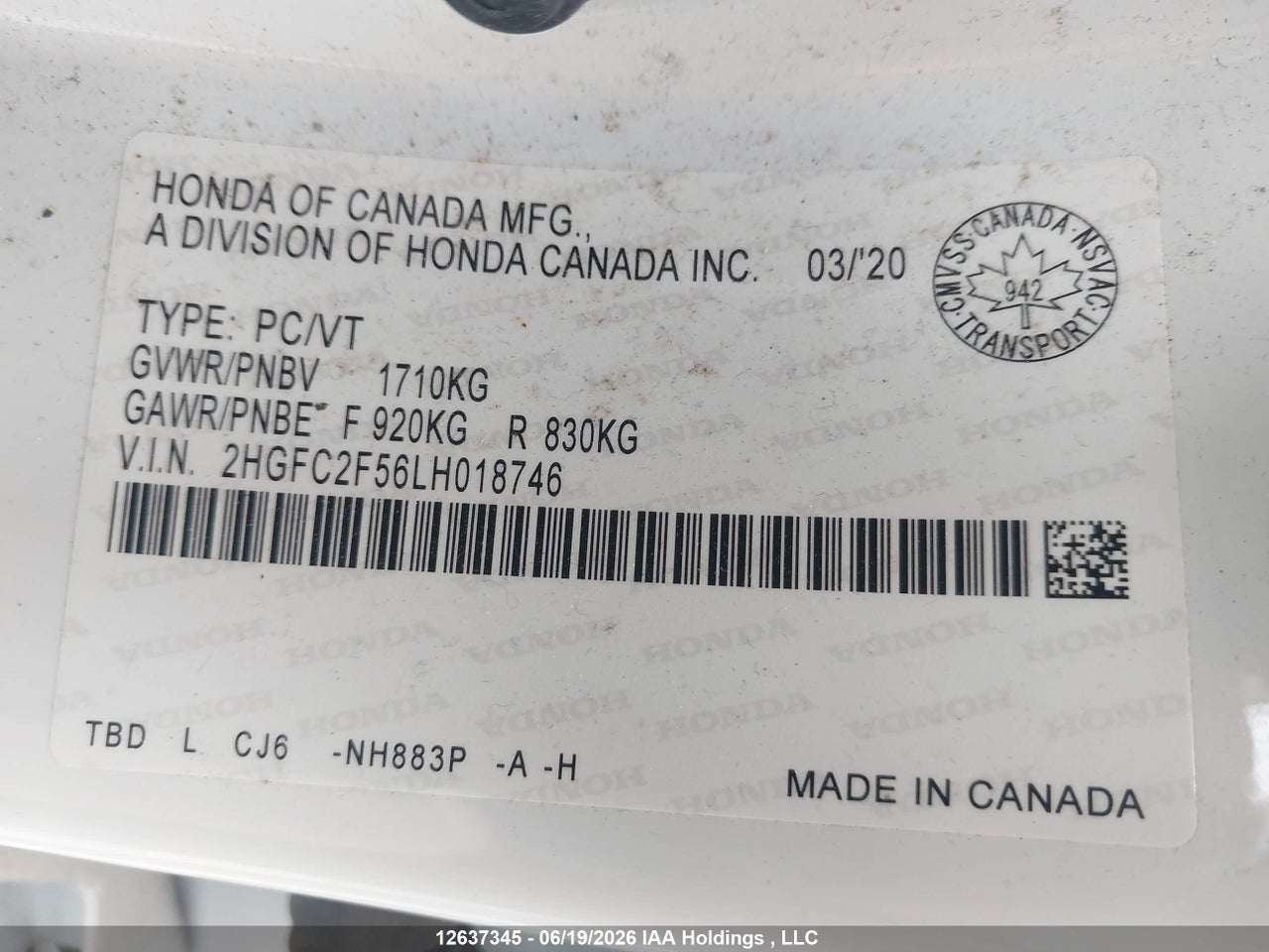 2020 HONDA CIVIC LX thumbnail 10