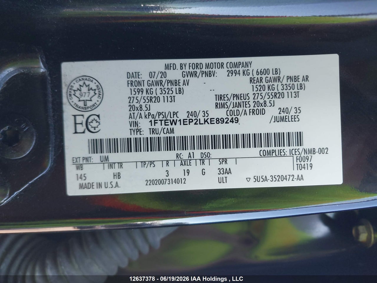 2020 FORD F150 SUPERCREW thumbnail 10