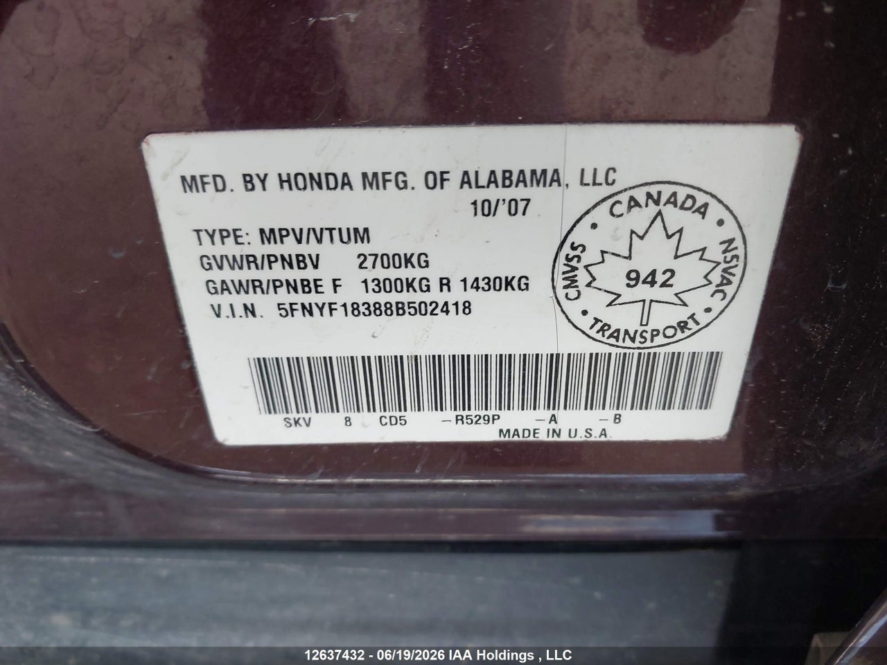 2008 HONDA PILOT SE thumbnail 10