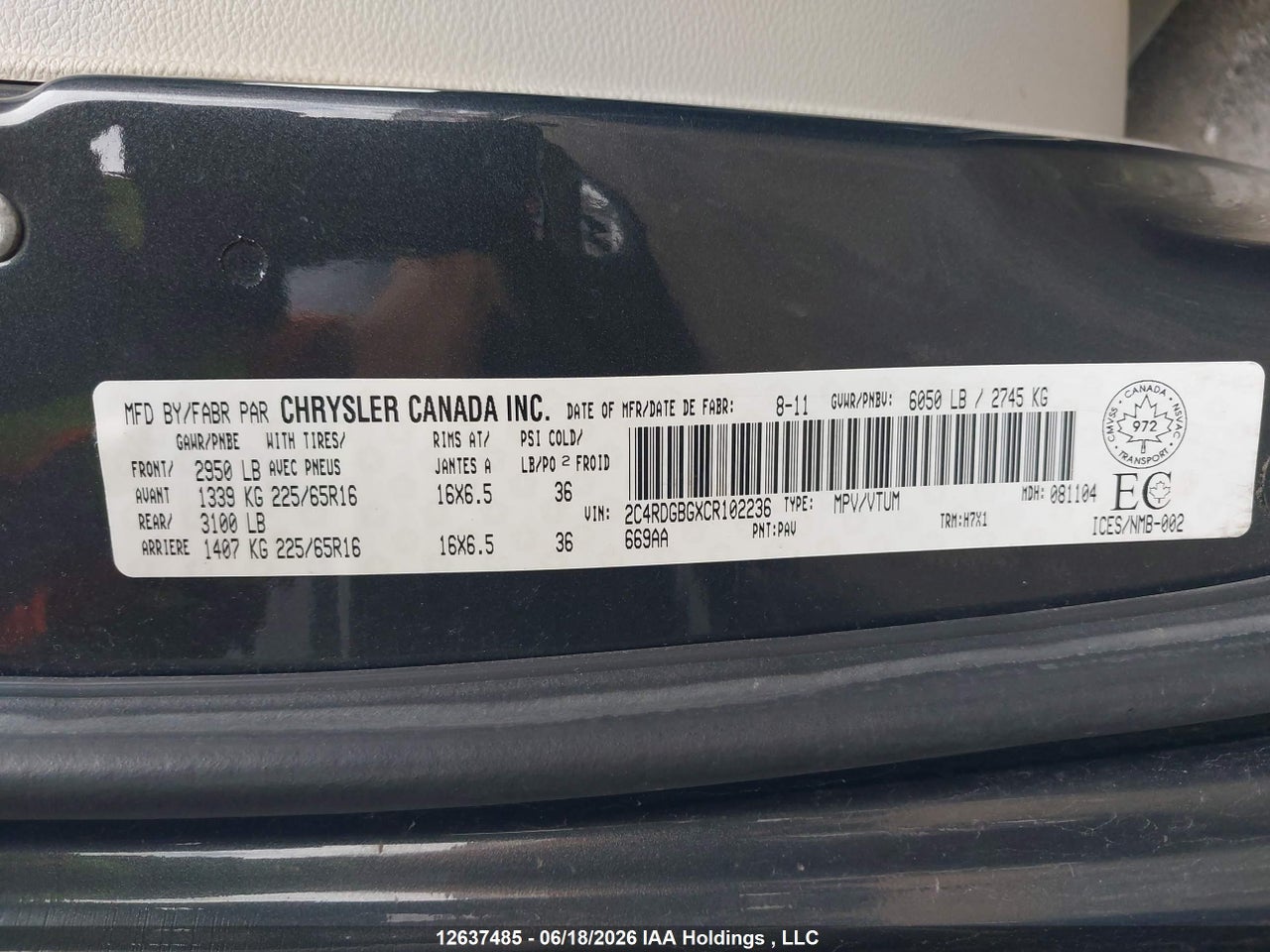 2012 DODGE GRAND CARAVAN SE thumbnail 10