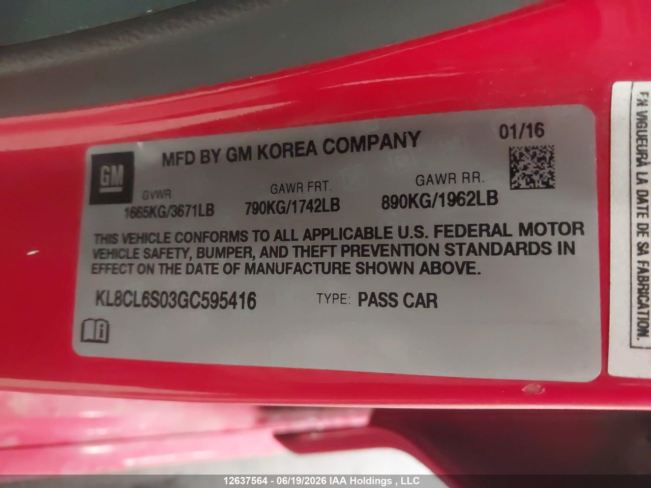 2016 CHEVROLET SPARK thumbnail 10