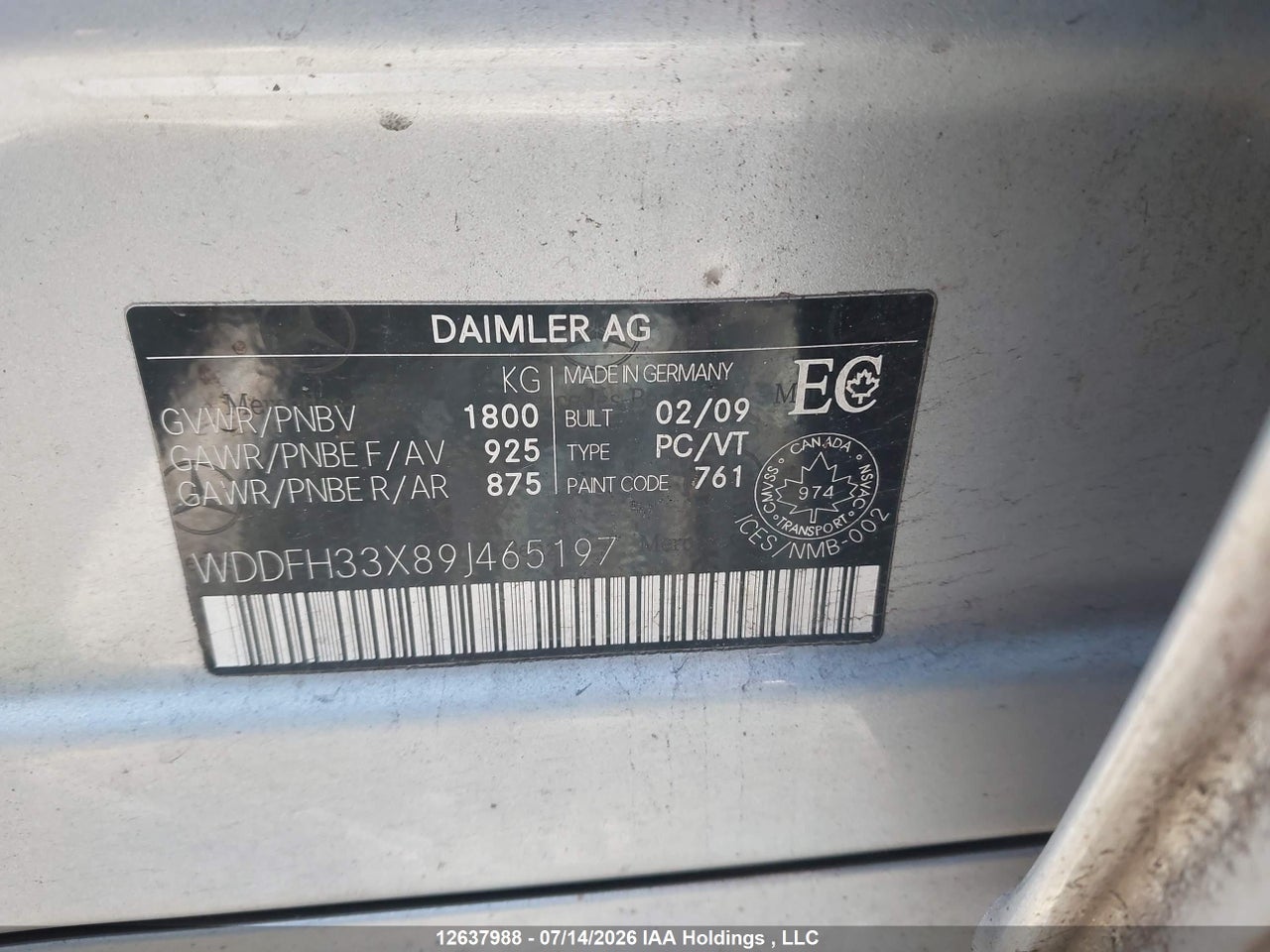 2009 MERCEDES BENZ B200 thumbnail 10