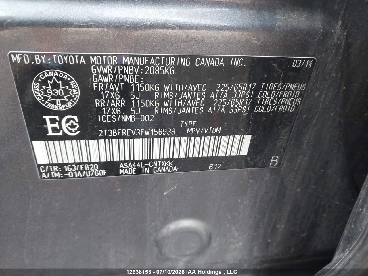 2014 TOYOTA RAV4 LE thumbnail 10
