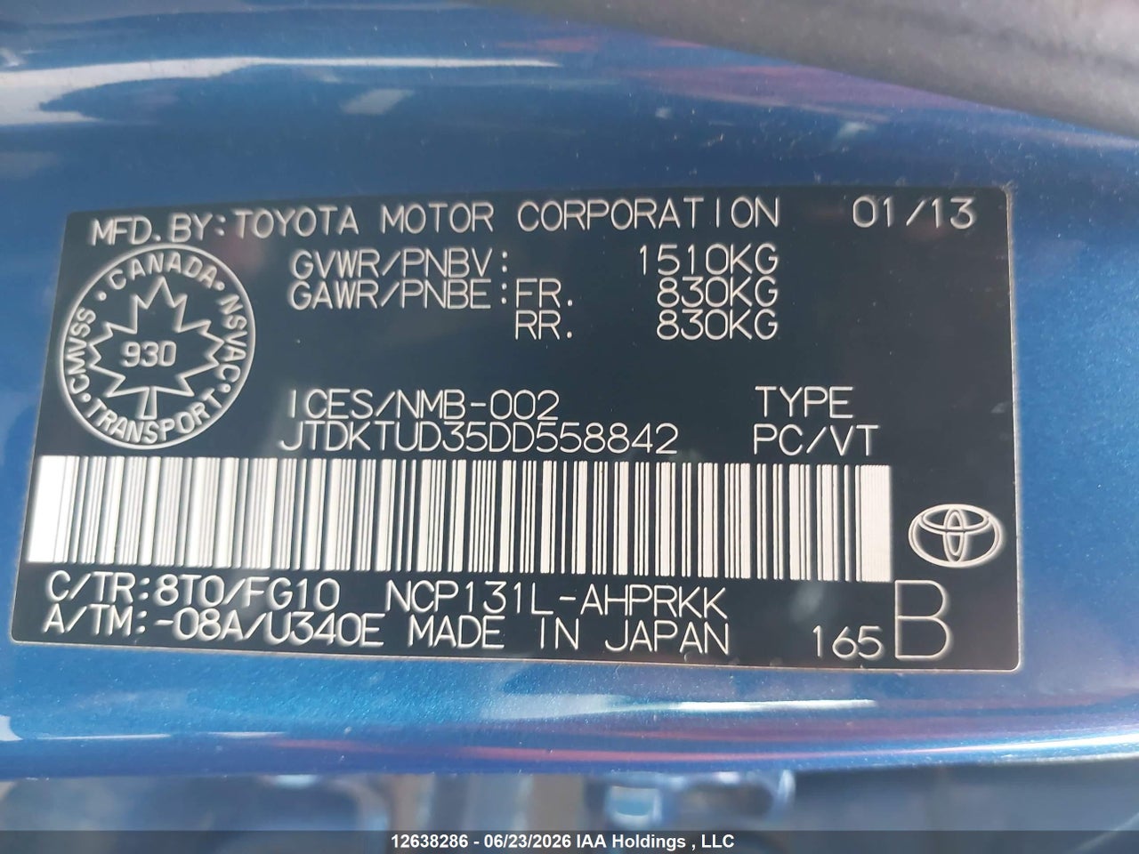 2013 TOYOTA YARIS thumbnail 10