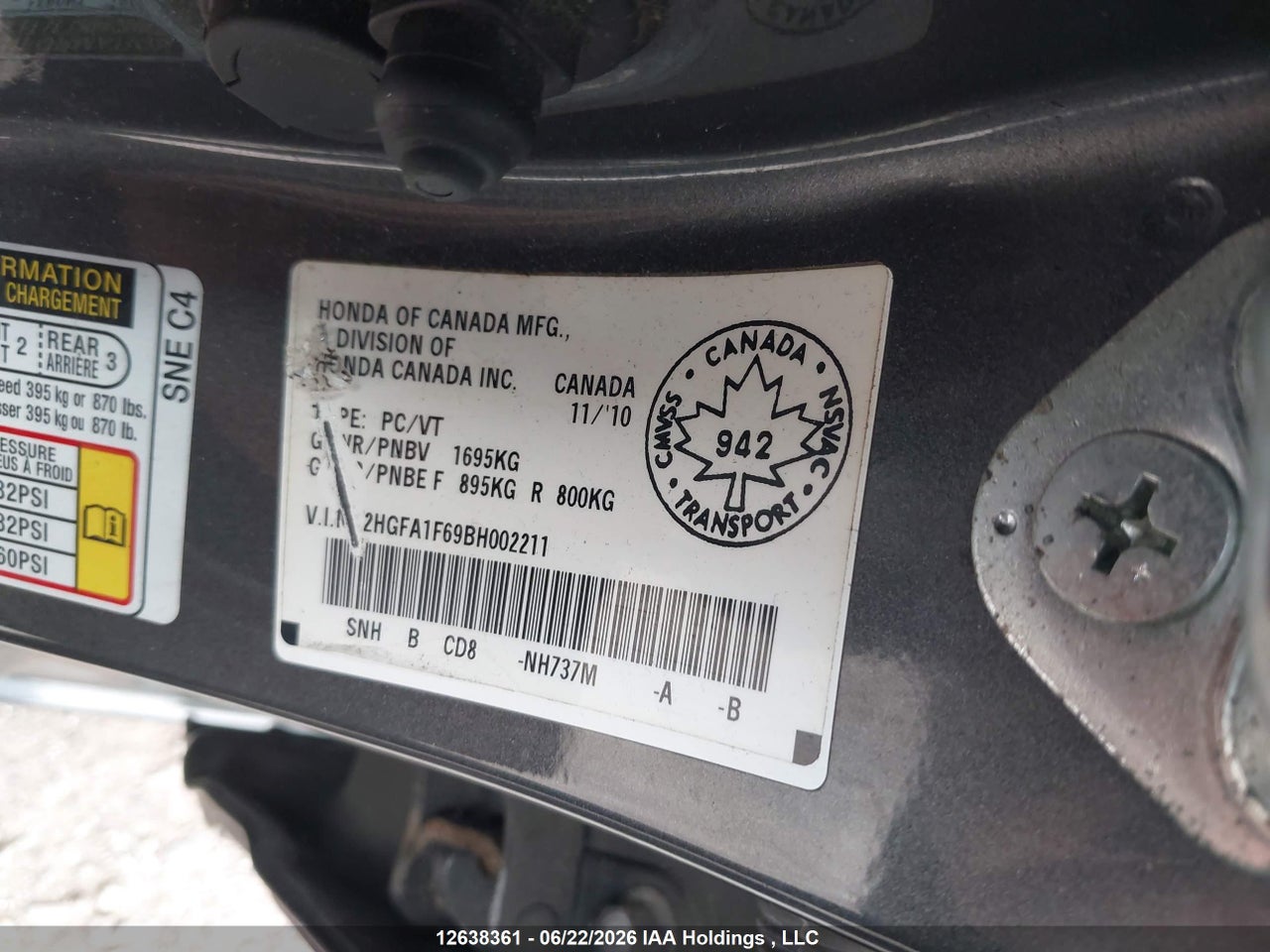 2011 HONDA CIVIC SE thumbnail 10