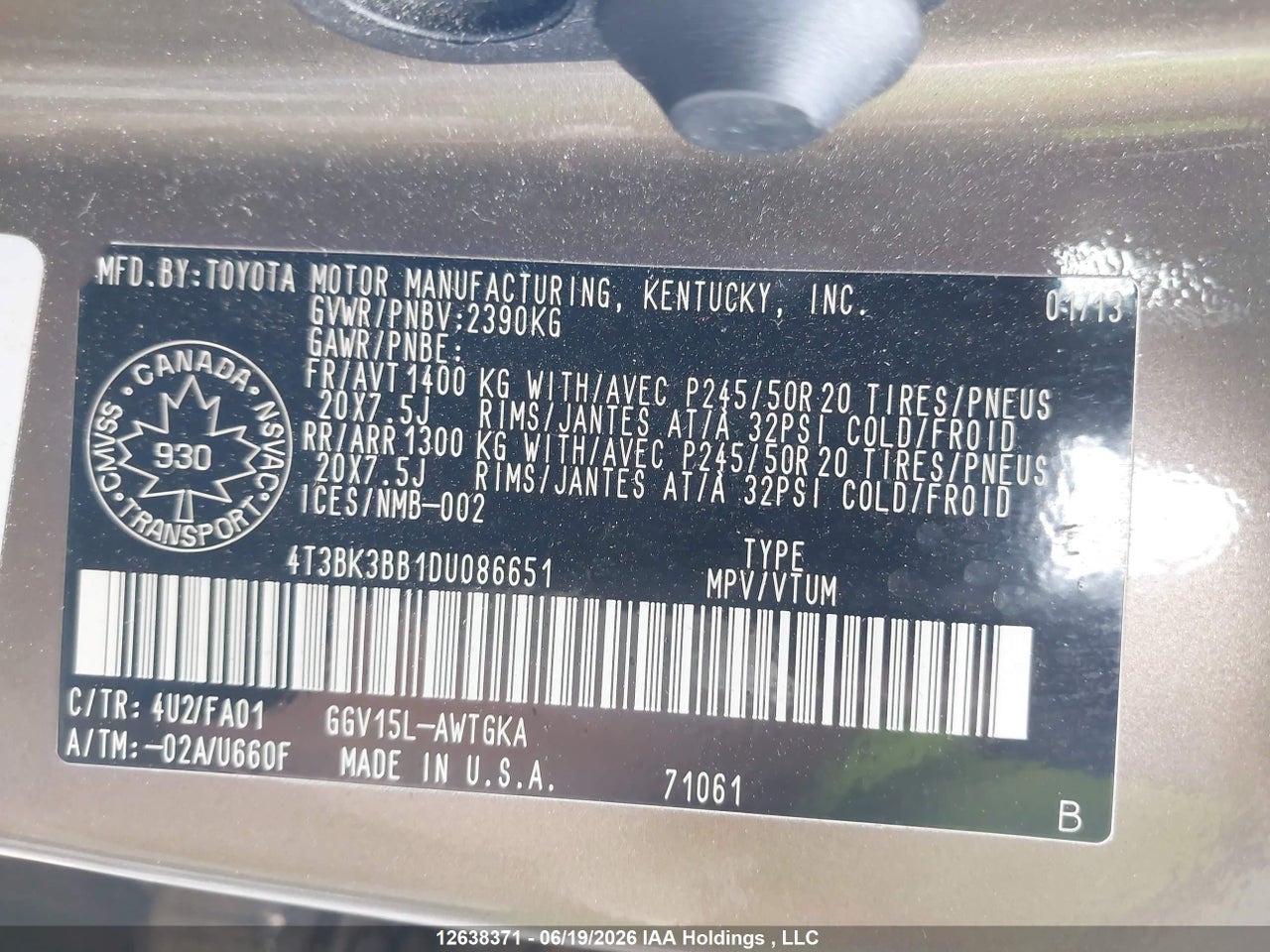 2013 TOYOTA VENZA BASE V6 thumbnail 10