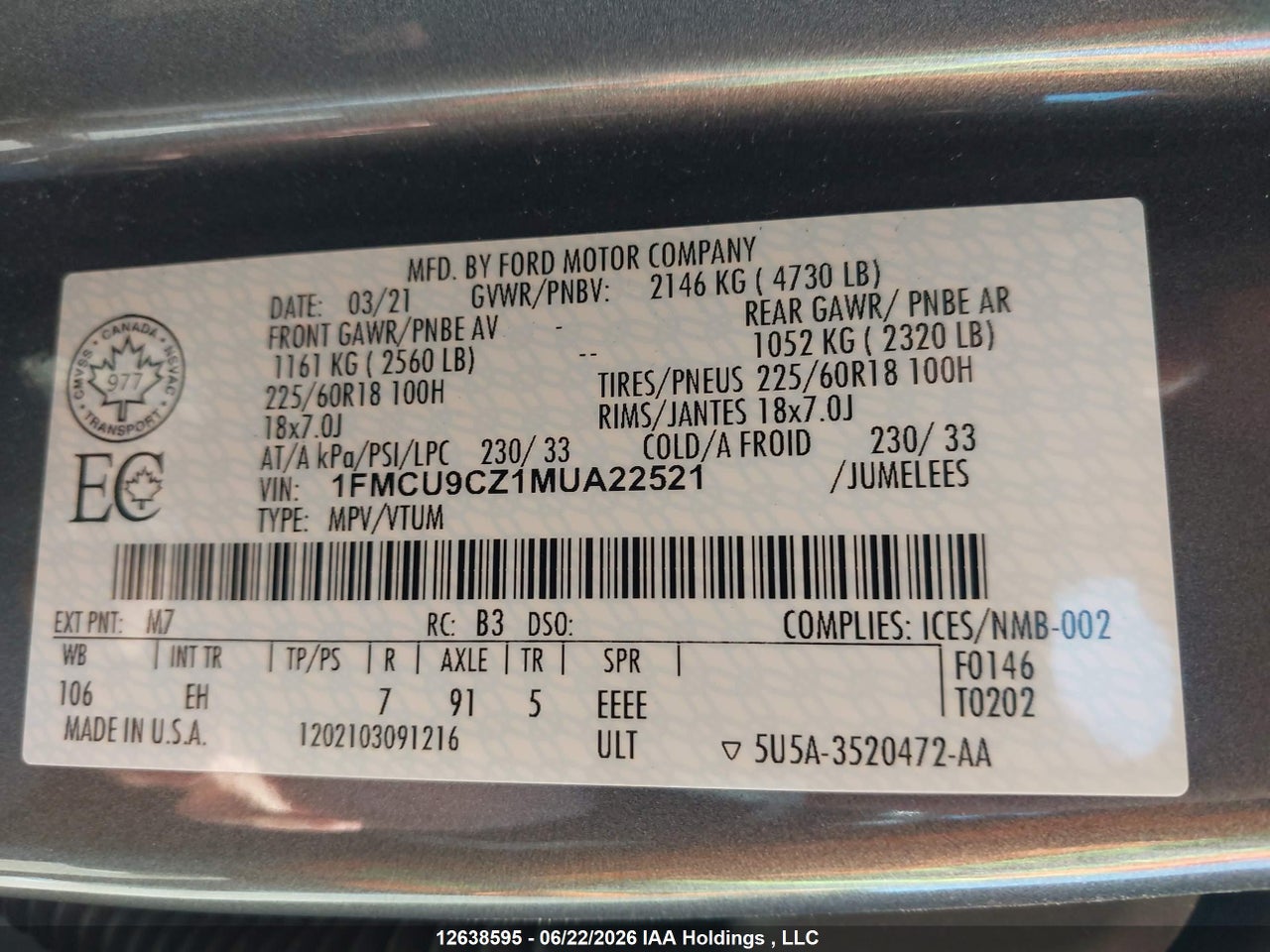 2021 FORD ESCAPE SEL HYBRID thumbnail 10