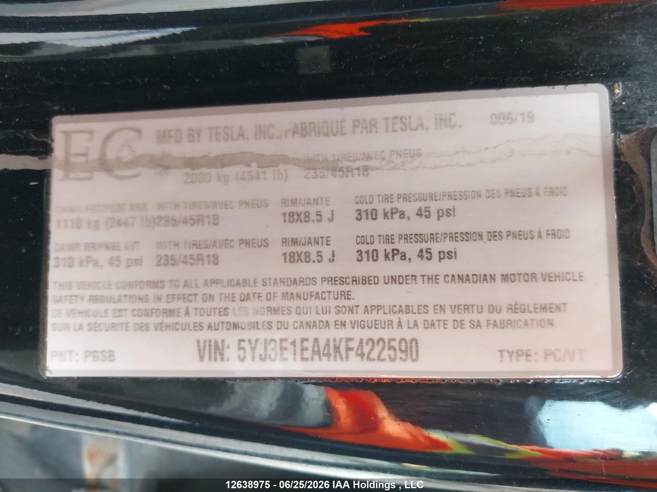 2019 TESLA MODEL 3 thumbnail 10