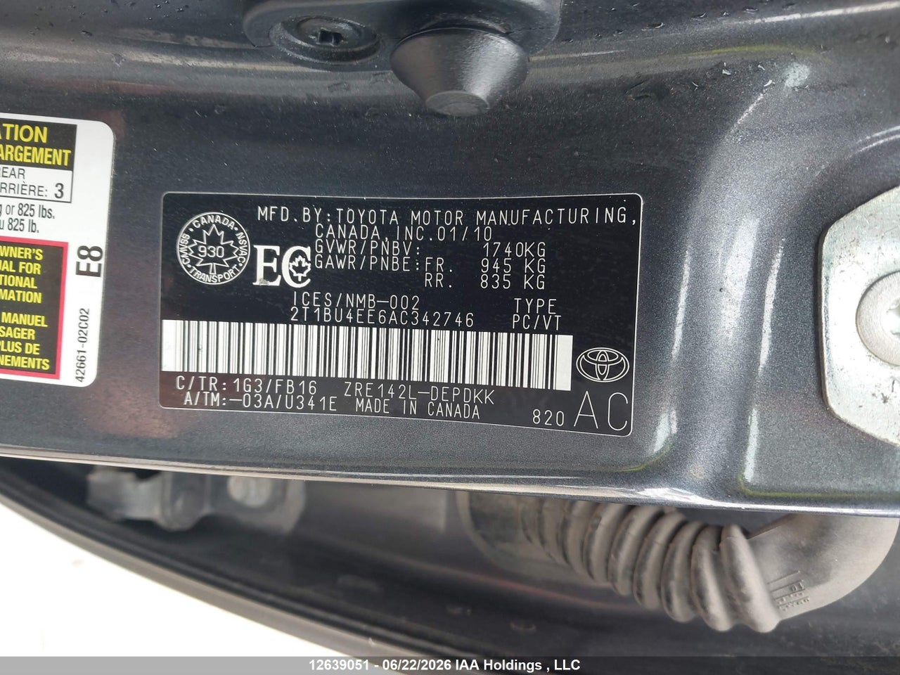 2010 TOYOTA COROLLA S/LE/XLE thumbnail 10