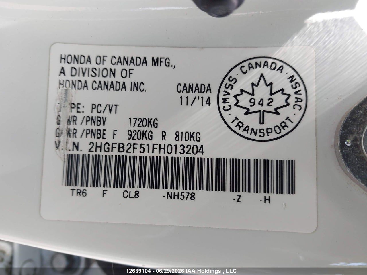 2015 HONDA CIVIC SEDAN thumbnail 10