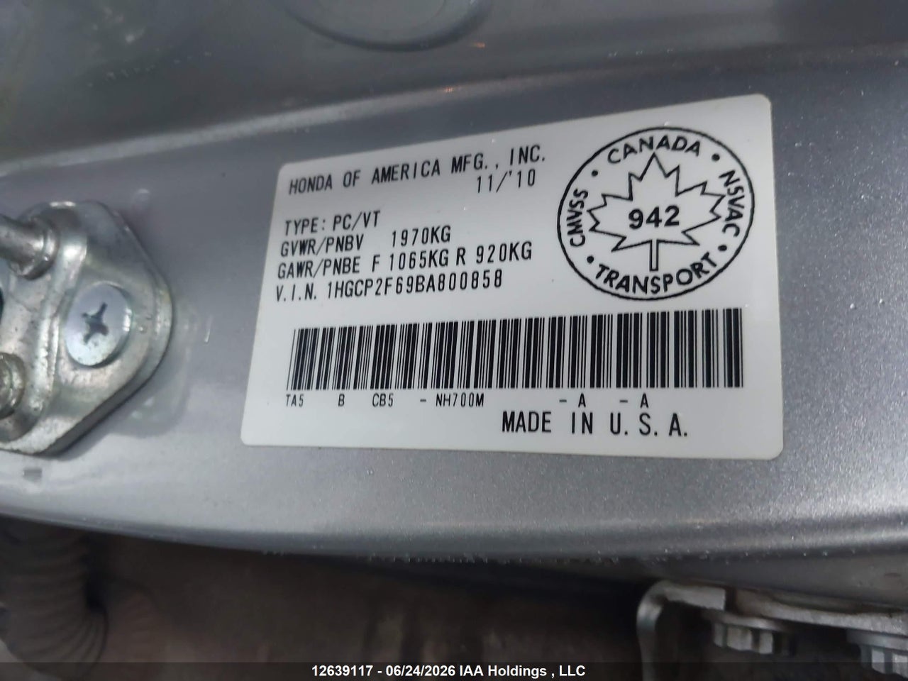 2011 HONDA ACCORD SE thumbnail 10