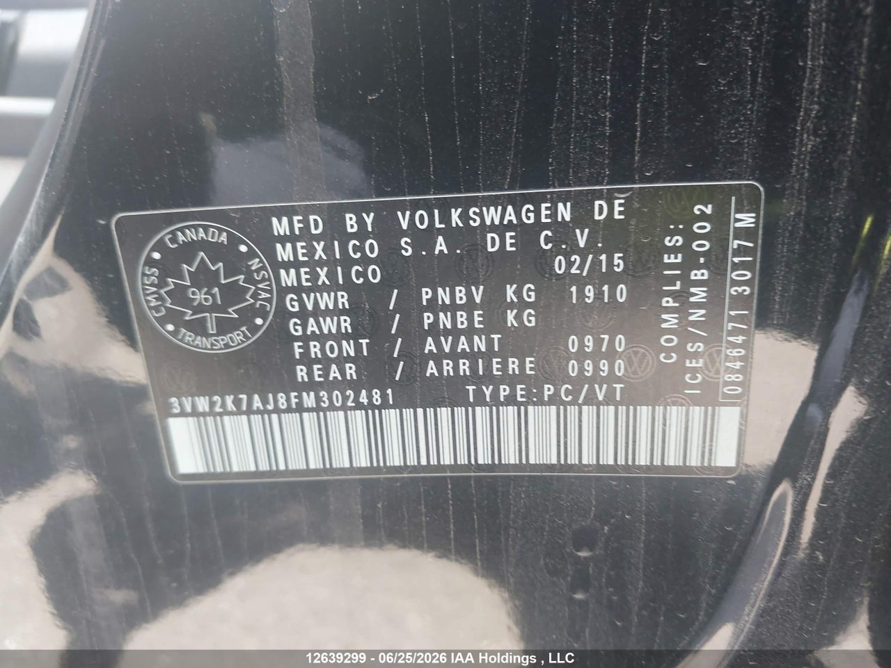 2015 VOLKSWAGEN JETTA 2.0L TRENDLINE/2.0L TRENDLINE+ thumbnail 10